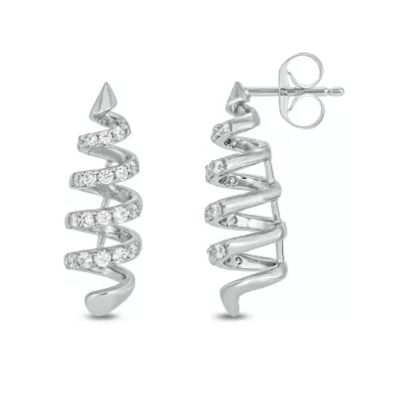 1/4 carat, Diamond Unique Spiral Design Earring in 14K White Gold