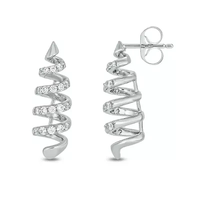 1/4 carat, Diamond Unique Spiral Design Earring in 14K White Gold