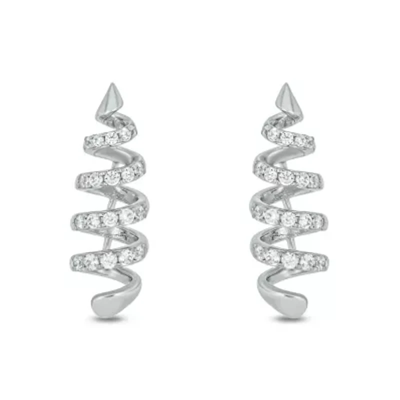 1/4 carat, Diamond Unique Spiral Design Earring in 14K White Gold