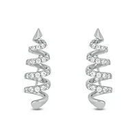 1/4 carat, Diamond Unique Spiral Design Earring in 14K White Gold