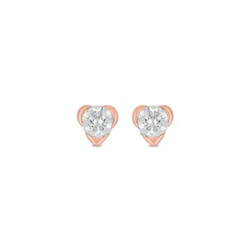 Lab Created 1/4 Carat Lab Grown Diamond Heart Shaped Studs Earring in 10KT Gold