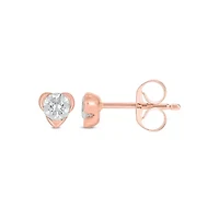 Lab Created 1/4 Carat Lab Grown Diamond Heart Shaped Studs Earring in 10KT Gold