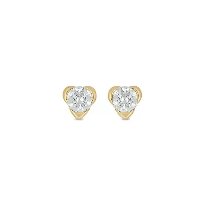 Lab Created 1/4 Carat Lab Grown Diamond Heart Shaped Studs Earring in 10KT Yellow Gold
