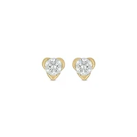 Lab Created 1/4 Carat Lab Grown Diamond Heart Shaped Studs Earring in 10KT Yellow Gold