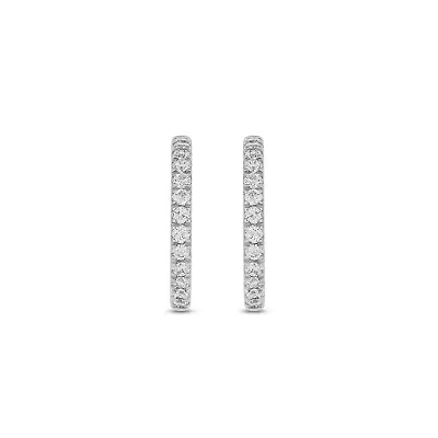 Lab Created 1/4 Carat Lab Grown Diamond Hoop Earrings in Sterling Silver