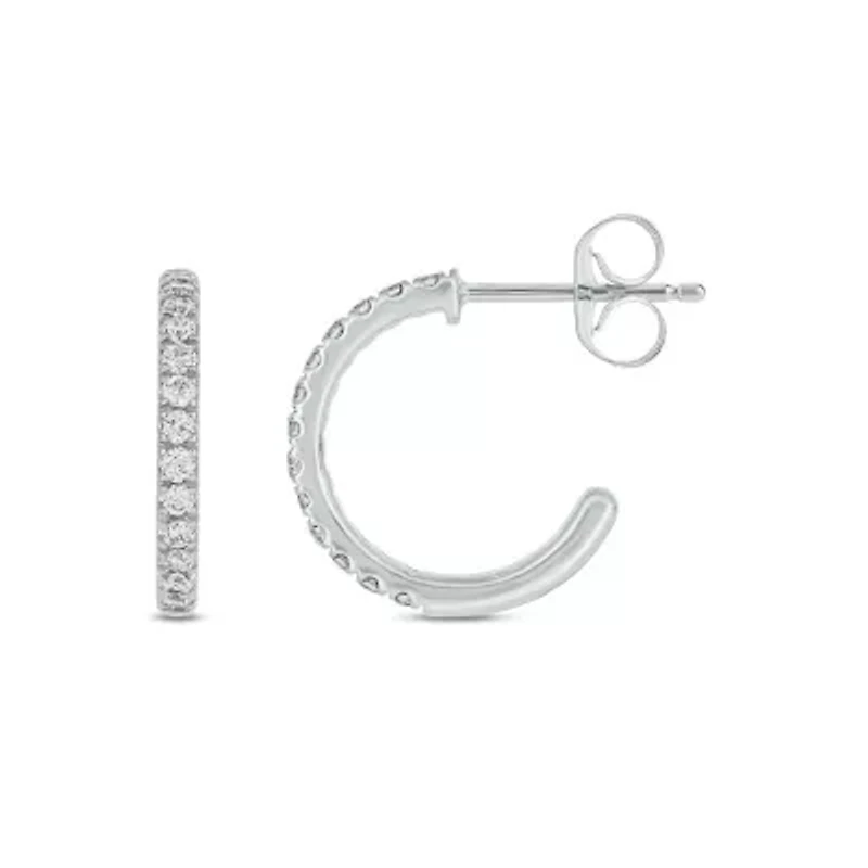 Lab Created 1/4 Carat Lab Grown Diamond Hoop Earrings in Sterling Silver