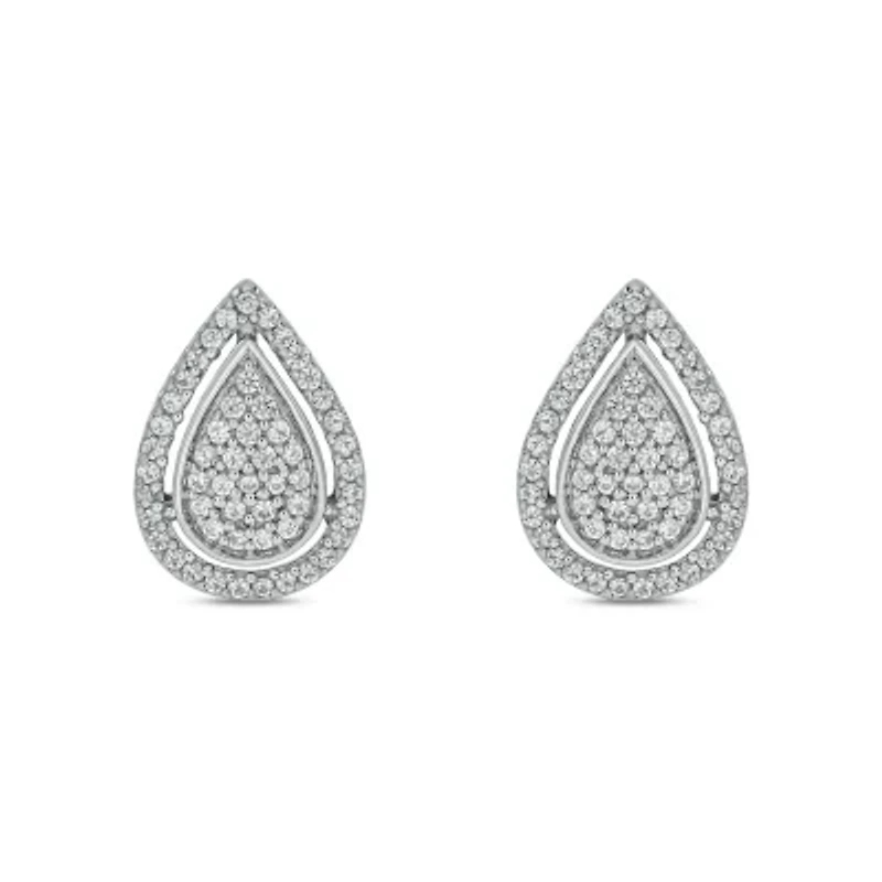 1/3 ct. t.w. Diamond Pear Earring In Sterling Silver