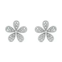 1/3 ct. t.w. Diamond Flower Earring In Sterling Silver