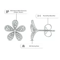 1/3 ct. t.w. Diamond Flower Earring In Sterling Silver