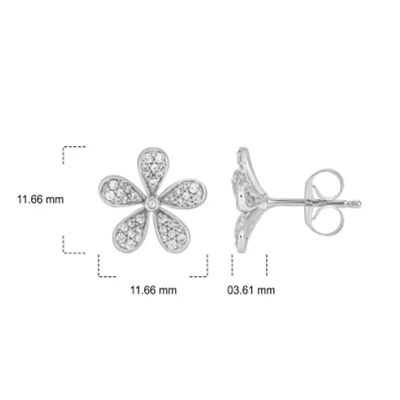 1/3 ct. t.w. Diamond Flower Earring In Sterling Silver