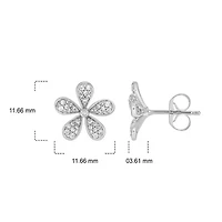 1/3 ct. t.w. Diamond Flower Earring In Sterling Silver