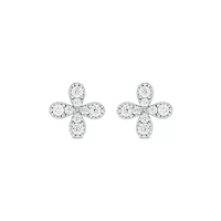 Lab Created 1/3 Carat  Lab Grown Diamond Flower Shaped Earring in Sterling Silver