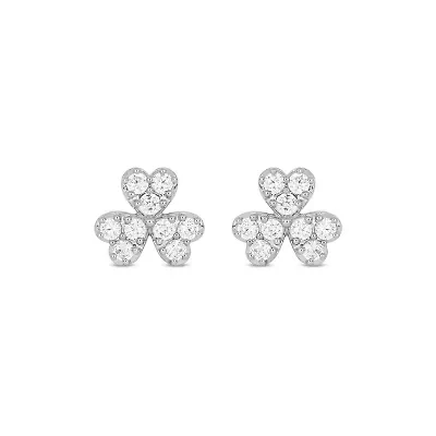 Lab Created 1/3 Carat  Lab Grown Diamond Clover and Heart Shaped Earring in Sterling Silver