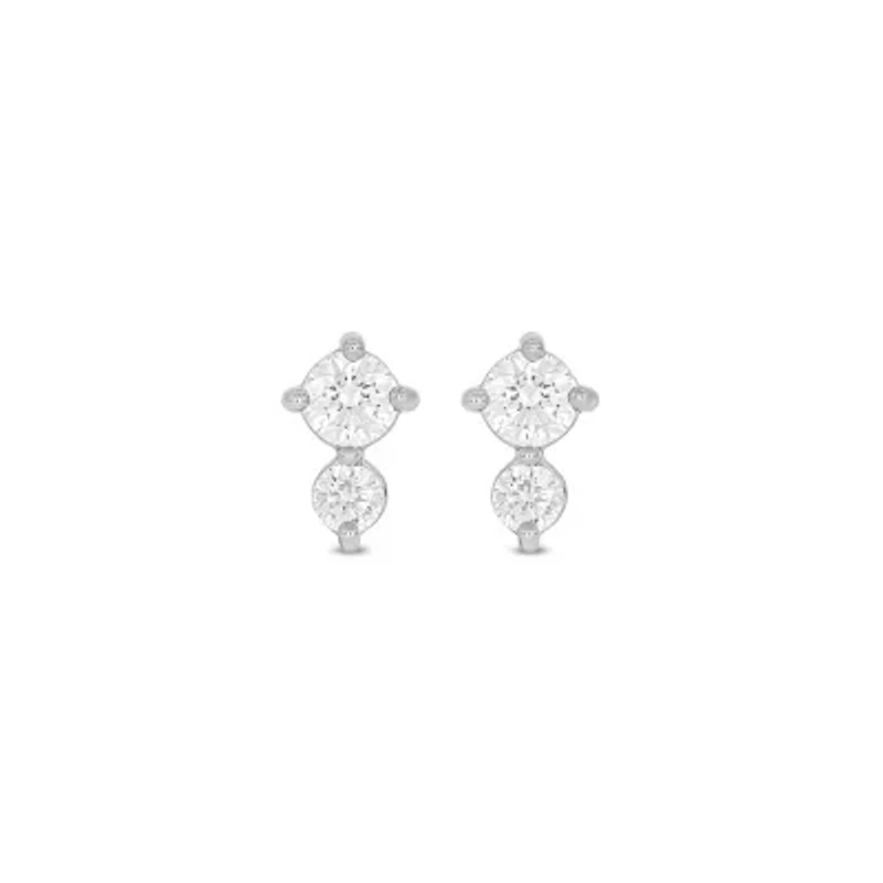 Lab Created 1/3 Carat Two Stone Lab Grown Diamond Earring in Sterling Silver