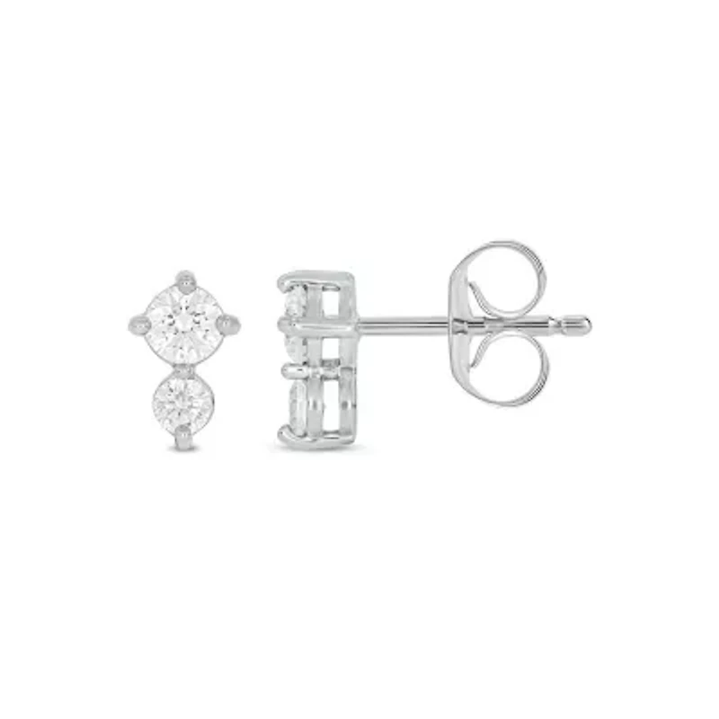 Lab Created 1/3 Carat Two Stone Lab Grown Diamond Earring in Sterling Silver