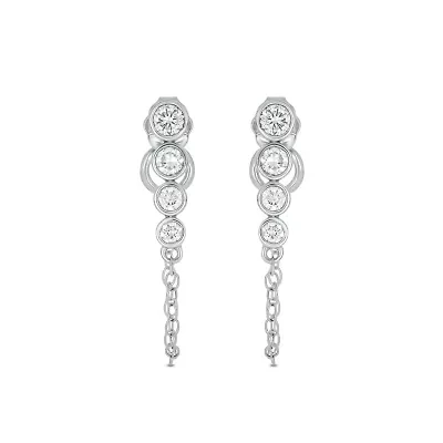 Lab Created 3/8 Carat Lab Grown Diamond Four Dazzling Elegant Earrings in Sterling Silver