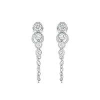 Lab Created 3/8 Carat Lab Grown Diamond Four Dazzling Elegant Earrings in Sterling Silver