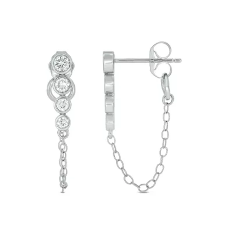 Lab Created 3/8 Carat Lab Grown Diamond Four Dazzling Elegant Earrings in Sterling Silver