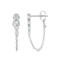 Lab Created 3/8 Carat Lab Grown Diamond Four Dazzling Elegant Earrings in Sterling Silver