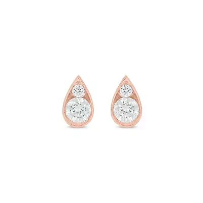 Lab Created 3/8 Carat Lab Grown Diamond Pear Shape Studs Earring in 10KT Rose Gold