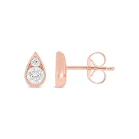 Lab Created 3/8 Carat Lab Grown Diamond Pear Shape Studs Earring in 10KT Rose Gold