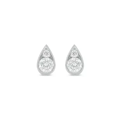 Lab Created 3/8 Carat Lab Grown Diamond Pear Shape Studs Earring in 10KT White Gold