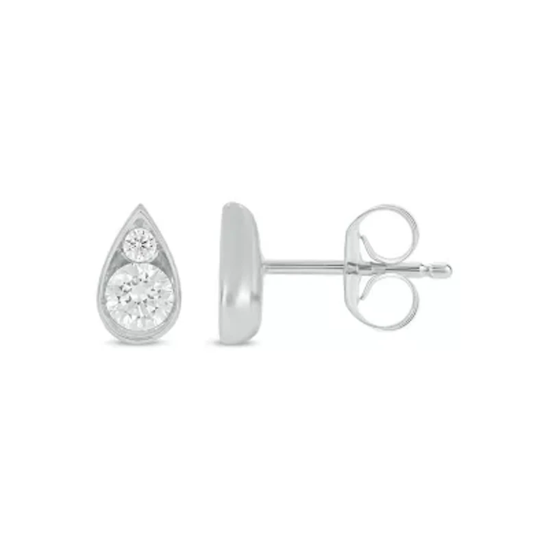 Lab Created 3/8 Carat Lab Grown Diamond Pear Shape Studs Earring in 10KT White Gold