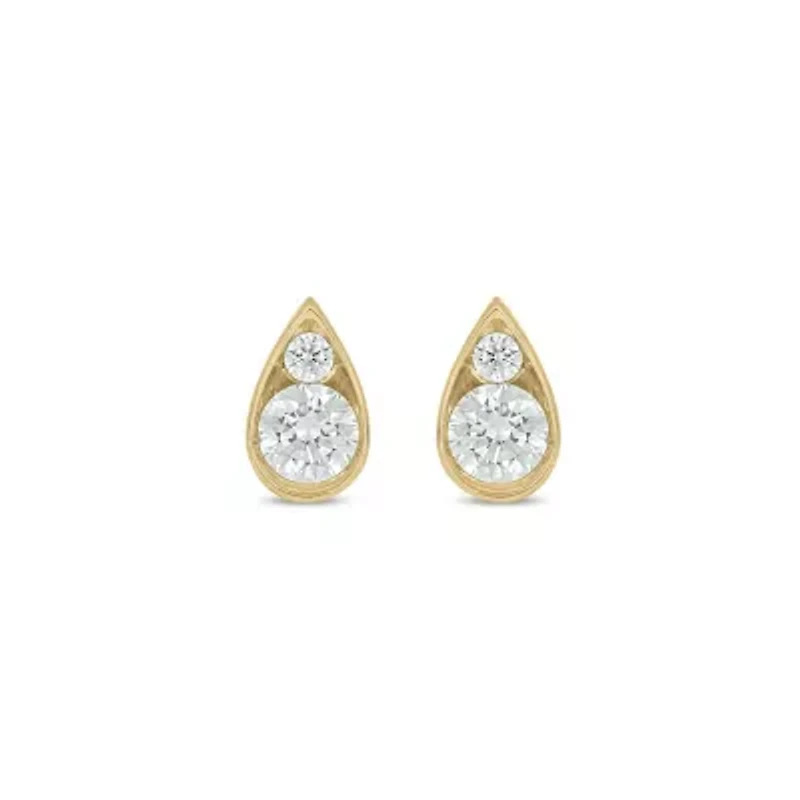 Lab Created 3/8 Carat Lab Grown Diamond Pear Shape Studs Earring in 10KT Yellow Gold