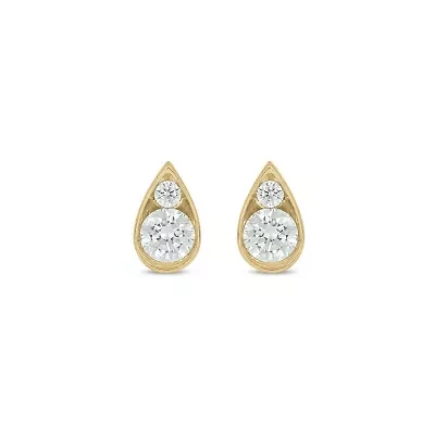 Lab Created 3/8 Carat Lab Grown Diamond Pear Shape Studs Earring in 10KT Yellow Gold