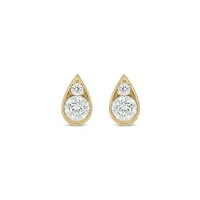 Lab Created 3/8 Carat Lab Grown Diamond Pear Shape Studs Earring in 10KT Yellow Gold
