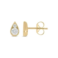 Lab Created 3/8 Carat Lab Grown Diamond Pear Shape Studs Earring in 10KT Yellow Gold