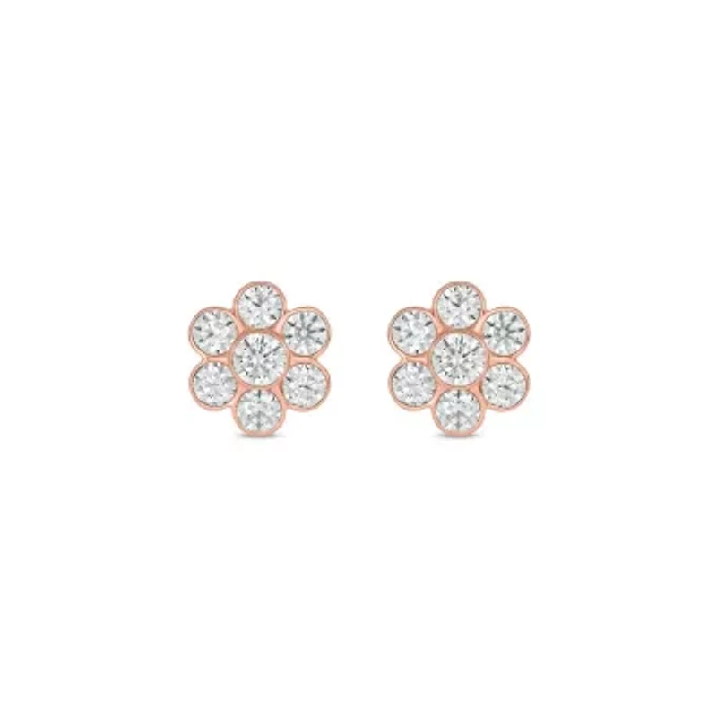 Lab Created 1/2 Carat Lab Grown Diamond Flower Studs Earring in 10KT Rose Gold