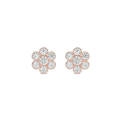 Lab Created 1/2 Carat Lab Grown Diamond Flower Studs Earring in 10KT Rose Gold
