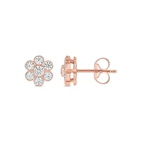 Lab Created 1/2 Carat Lab Grown Diamond Flower Studs Earring in 10KT Rose Gold