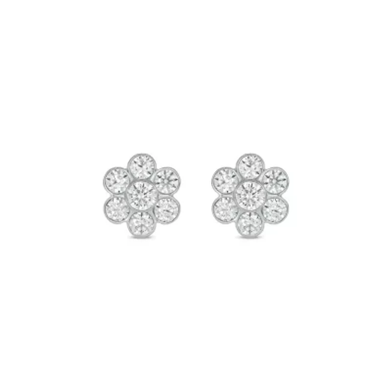 Lab Created 1/2 Carat Lab Grown Diamond Flower Studs Earring in 10KT White Gold