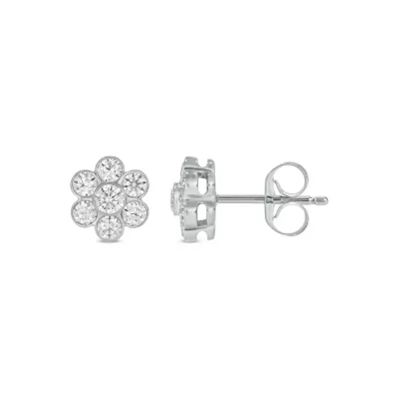Lab Created 1/2 Carat Lab Grown Diamond Flower Studs Earring in 10KT Gold