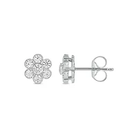 Lab Created 1/2 Carat Lab Grown Diamond Flower Studs Earring in 10KT White Gold