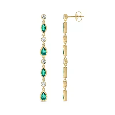 1/2 carat, Diamond Colorstone Linear Earring in 14K Yellow Gold