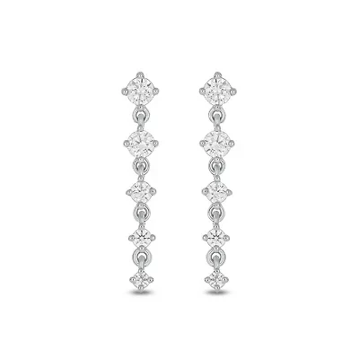 Lab Created 1/2 Carat Lab Grown Diamond Drop Shap Earrings in Sterling Silver