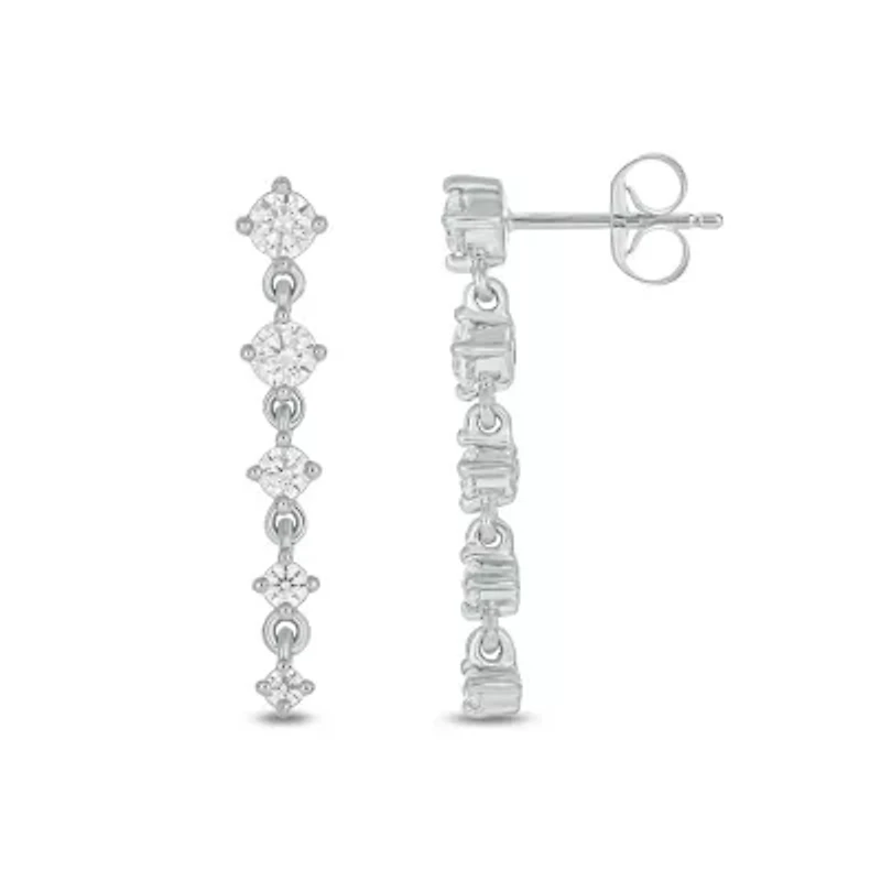 Lab Created 1/2 Carat Lab Grown Diamond Drop Shap Earrings in Sterling Silver