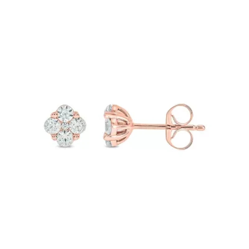 Lab Created 5/8 Carat Lab Grown Diamond Floral Timeless Sparkle Earring in 10KT Rose Gold