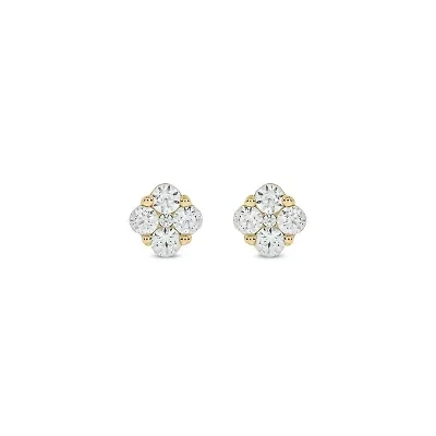 Lab Created 5/8 Carat Lab Grown Diamond Floral Timeless Sparkle Earring in 10KT Yellow Gold