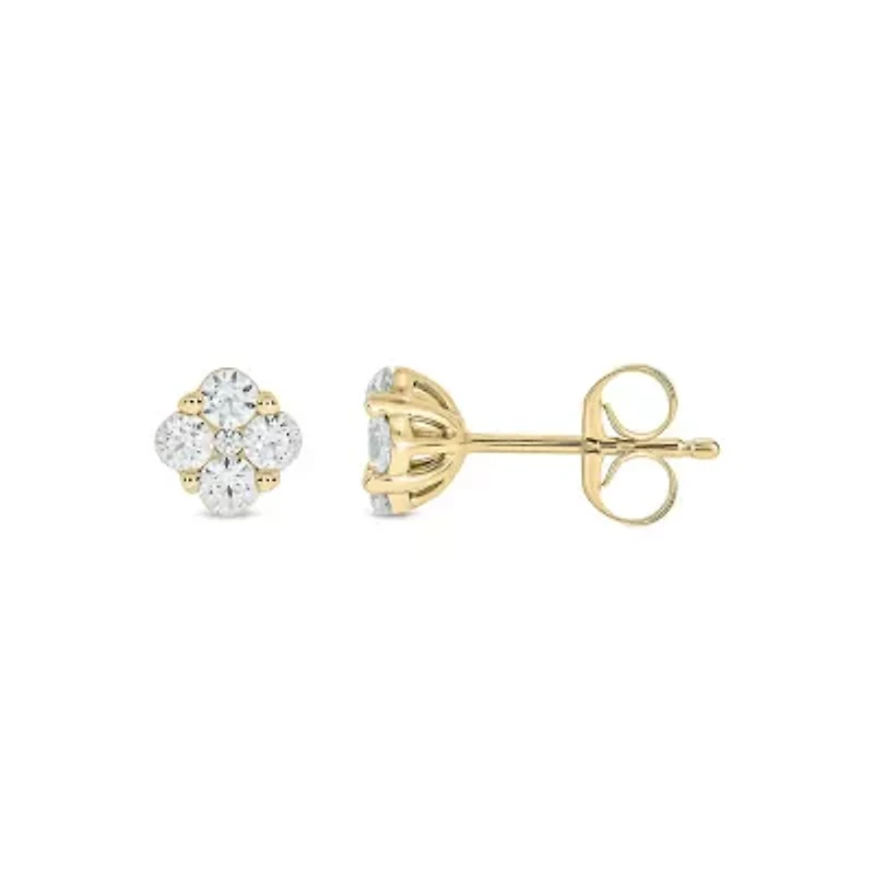 Lab Created 5/8 Carat Lab Grown Diamond Floral Timeless Sparkle Earring in 10KT Yellow Gold
