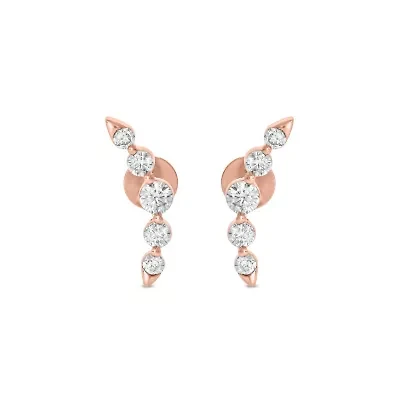 Lab Created 5/8 Carat Lab Grown Diamond Graduated Climber Earring in 10KT Rose Gold