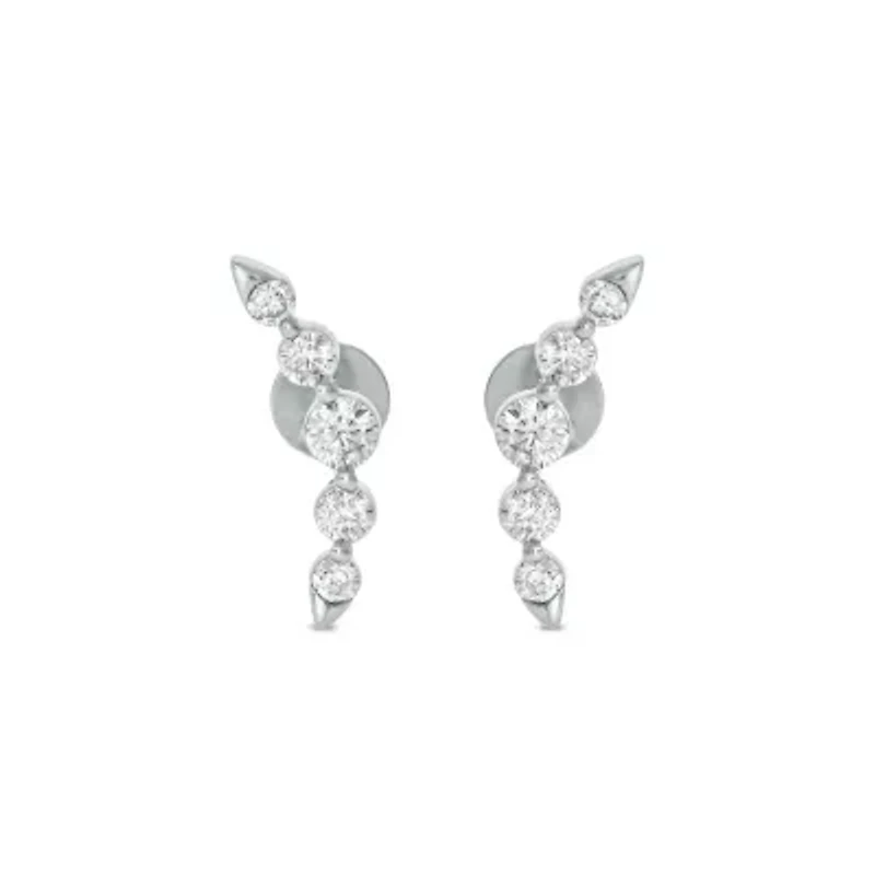 Lab Created 5/8 Carat Lab Grown Diamond Graduated Climber Earring in 10KT White Gold