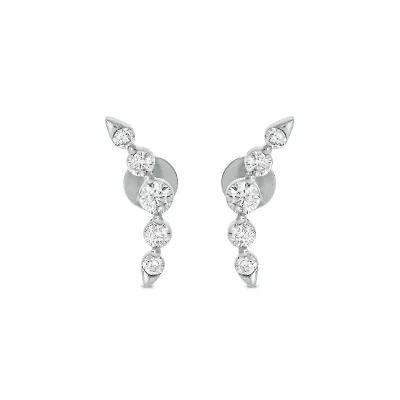 Lab Created 5/8 Carat Lab Grown Diamond Graduated Climber Earring in 10KT White Gold