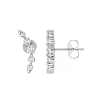 Lab Created 5/8 Carat Lab Grown Diamond Graduated Climber Earring in 10KT White Gold