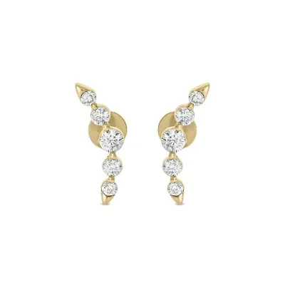Lab Created 5/8 Carat Lab Grown Diamond Graduated Climber Earring in 10KT Yellow Gold