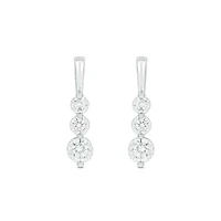 Lab Created 3/4 Carat Lab Grown Three-Stone Diamond Earrings in Sterling Silver