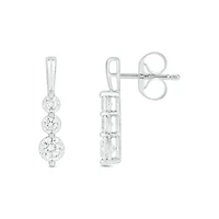 Lab Created 3/4 Carat Lab Grown Three-Stone Diamond Earrings in Sterling Silver